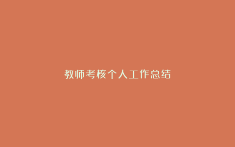 教师考核个人工作总结