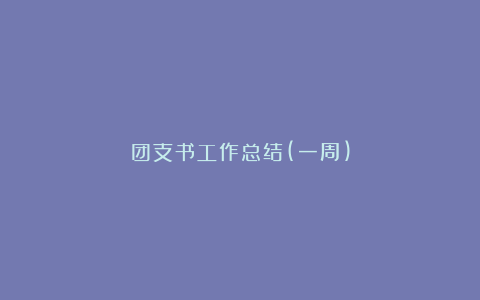 团支书工作总结(一周)