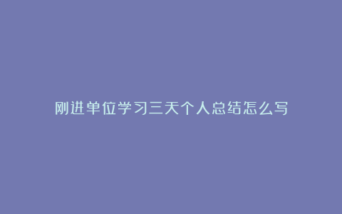 刚进单位学习三天个人总结怎么写