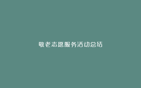 敬老志愿服务活动总结