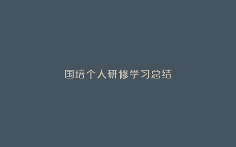 国培个人研修学习总结