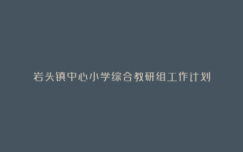 岩头镇中心小学综合教研组工作计划