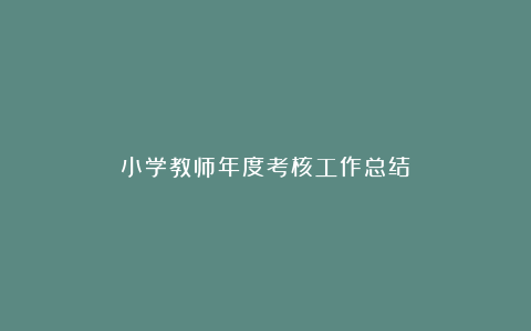 小学教师年度考核工作总结