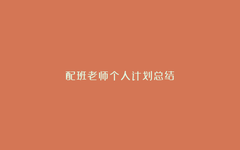 配班老师个人计划总结