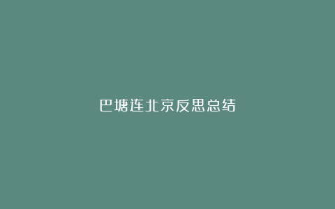 巴塘连北京反思总结