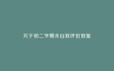 关于初二学期末自我评价借鉴