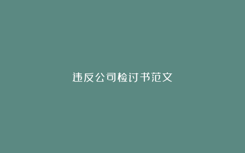 违反公司检讨书范文