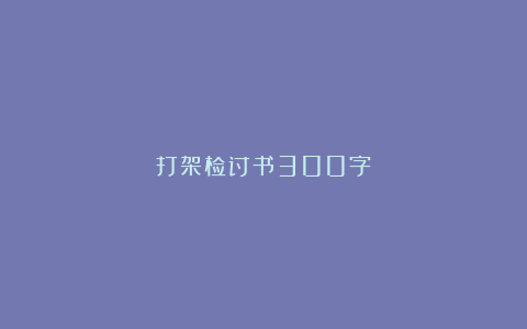 打架检讨书300字