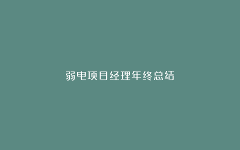 弱电项目经理年终总结