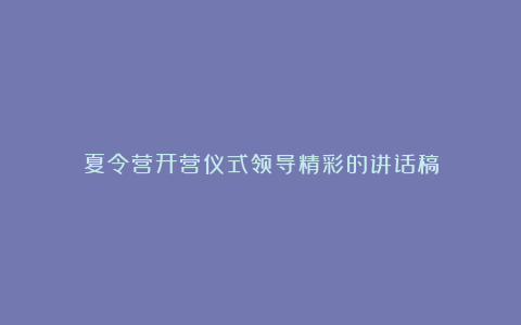 夏令营开营仪式领导精彩的讲话稿