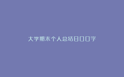 大学期末个人总结800字