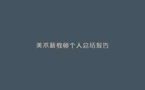 美术新教师个人总结报告