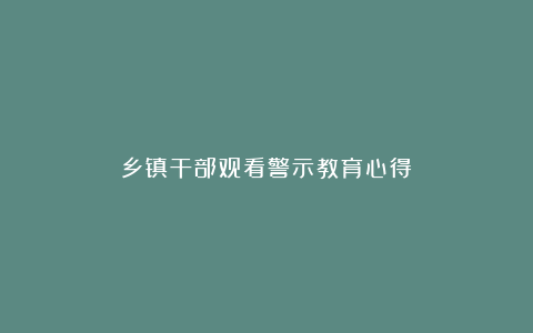 乡镇干部观看警示教育心得