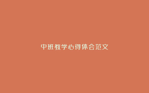 中班教学心得体会范文