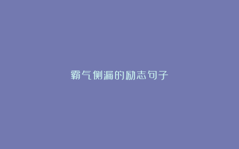 霸气侧漏的励志句子