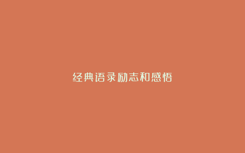 经典语录励志和感悟