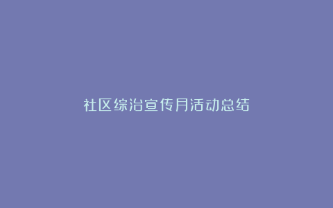 社区综治宣传月活动总结