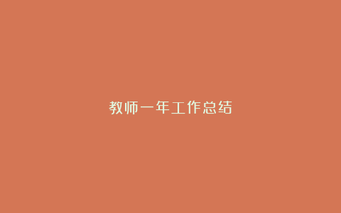 教师一年工作总结