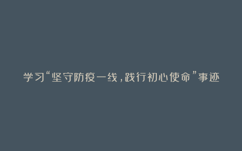 学习“坚守防疫一线，践行初心使命”事迹个人感想精选