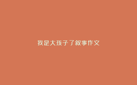 我是大孩子了叙事作文