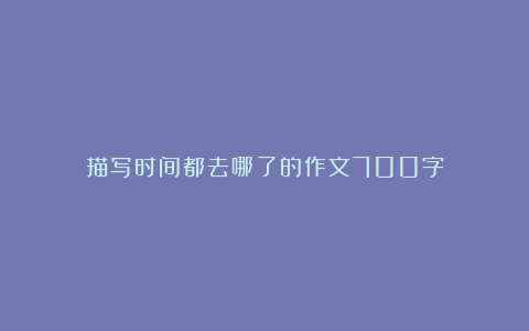 描写时间都去哪了的作文700字