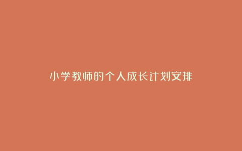 小学教师的个人成长计划安排