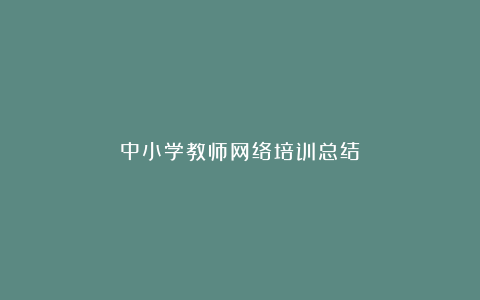 中小学教师网络培训总结