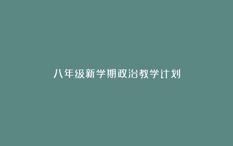 八年级新学期政治教学计划