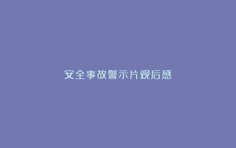 安全事故警示片观后感