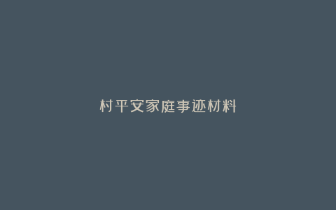 村平安家庭事迹材料