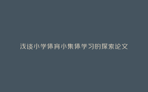 浅谈小学体育小集体学习的探索论文