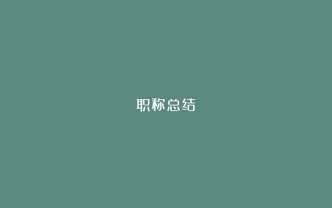 职称总结