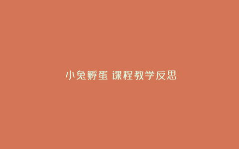 《小兔孵蛋》课程教学反思