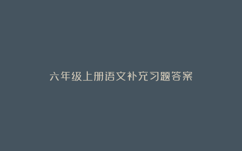 六年级上册语文补充习题答案