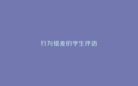 行为很差的学生评语