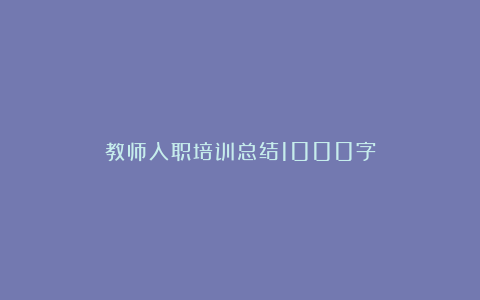 教师入职培训总结1000字