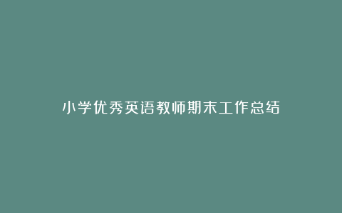 小学优秀英语教师期末工作总结