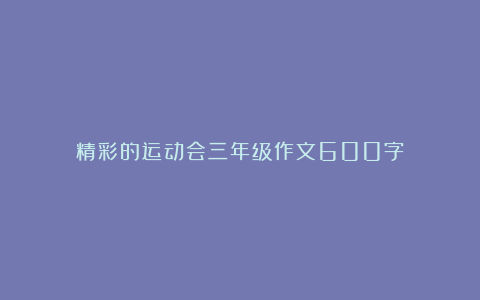 精彩的运动会三年级作文600字