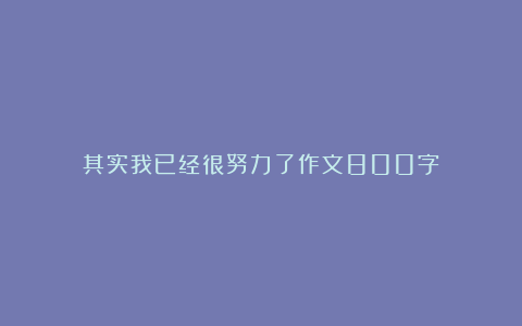 其实我已经很努力了作文800字