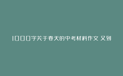 1000字关于春天的中考材料作文：又到春天