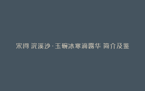 宋词《浣溪沙·玉碗冰寒滴露华》简介及鉴赏