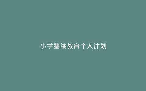 小学继续教育个人计划