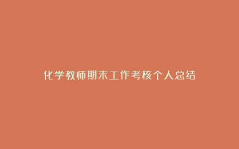 化学教师期末工作考核个人总结