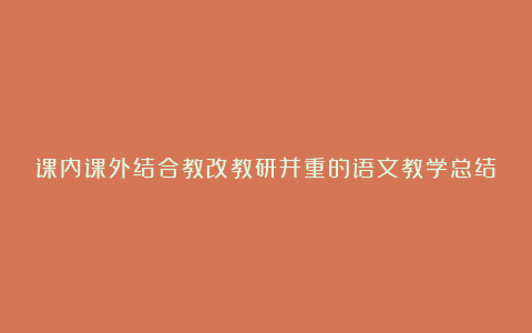 课内课外结合教改教研并重的语文教学总结