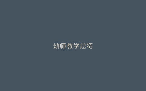 幼师教学总结