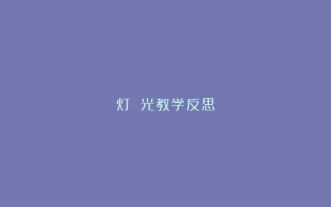 灯 光教学反思