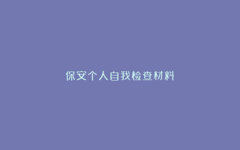 保安个人自我检查材料