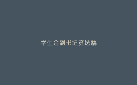 学生会副书记竞选稿