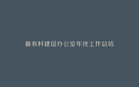 新农村建设办公室年终工作总结