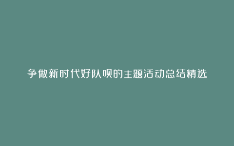 争做新时代好队员的主题活动总结精选